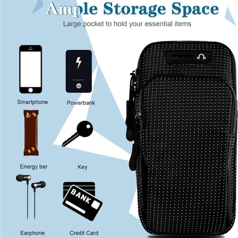 NEW! Armband for Cell Phone Neoprene Pocket Adjustable Breathable Running Black